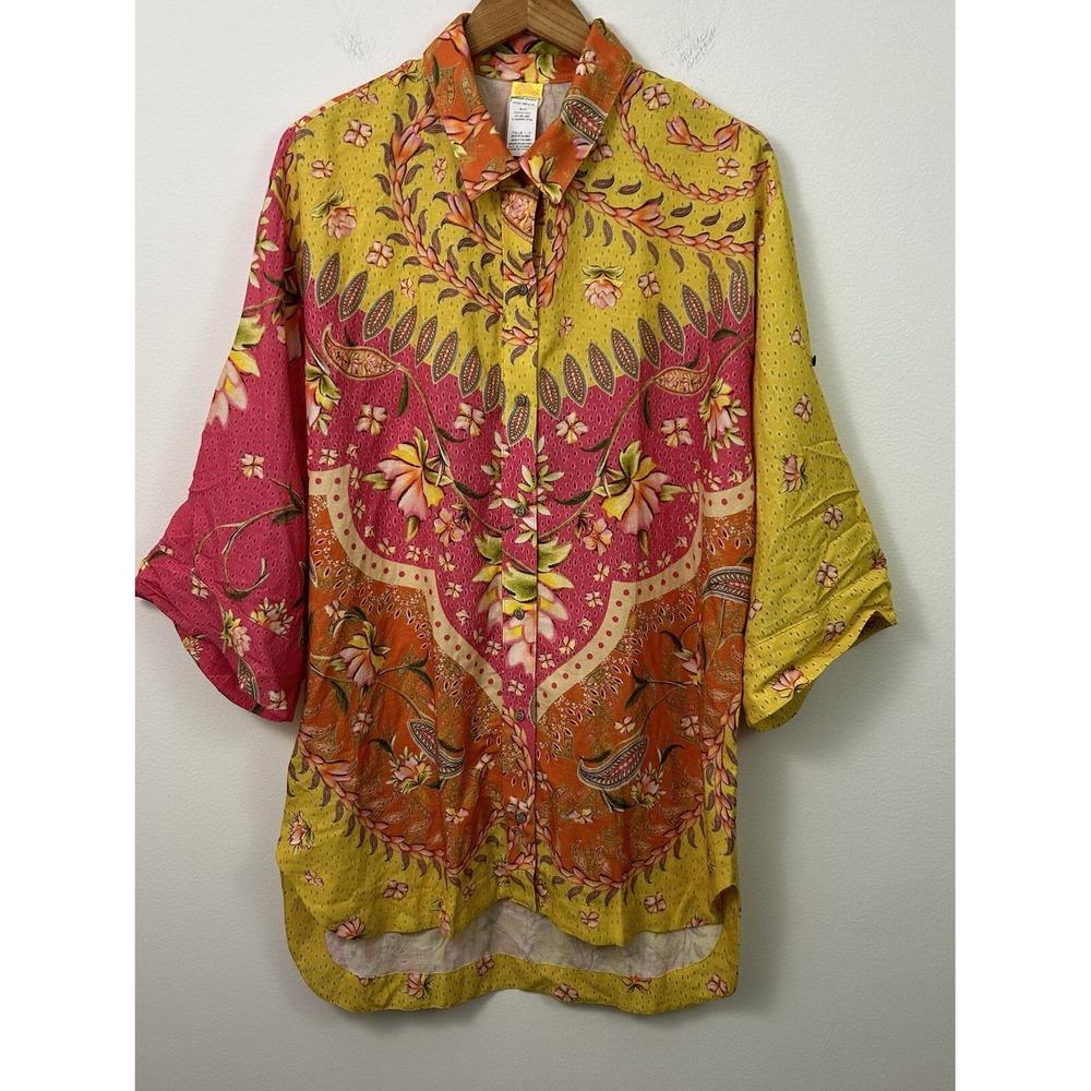 NWT Agua Bendita Chrissy Lula Shirt Tunic Dress Multicolor 1/4 Sleeves Womens L - Picture 6 of 10